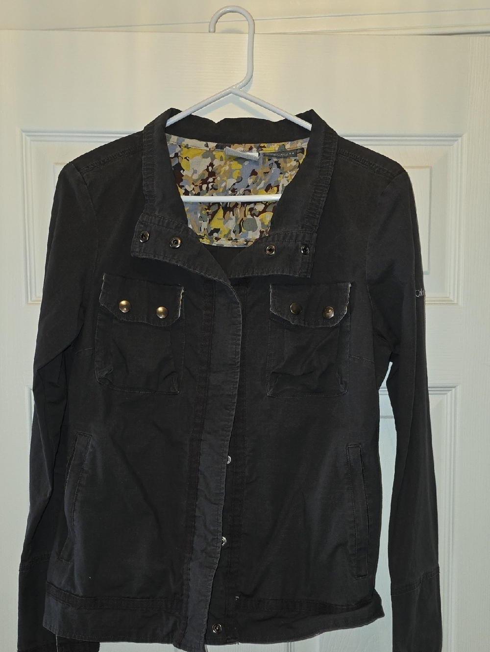 Columbia Black Utility Jacket with Patterned Lining